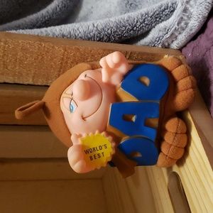 *Vintage* 'World's Best Dad' Stuffed Plush & Plastic Figure